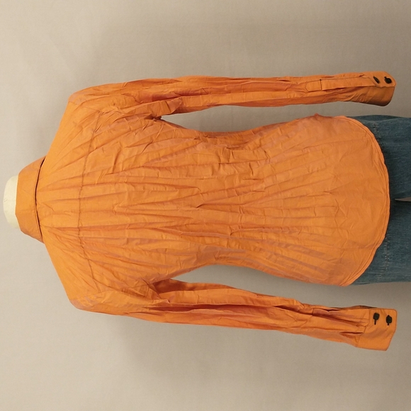 Sexy Orange Shirt by Beluva San Francisco Made n USA Fabulous Fabric Plunge Neck - Picture 4 of 9